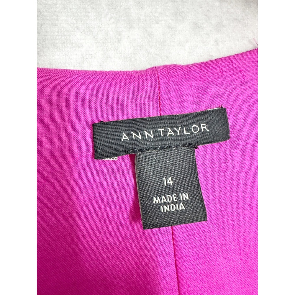 Ann Taylor Fuchsia Pink Linen Blend Button Front Sleeveless Midi Dress Size 14 - Picture 5 of 13